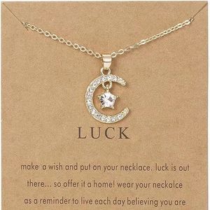 Dcfywl731 Birthstone Necklace for Women Gold Moon and Star Pendant